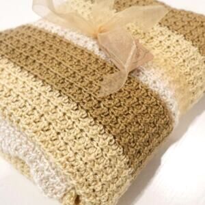 NEW NATURAL HARMONY Crochet Afghan Blanket, Soft Silky Yarn